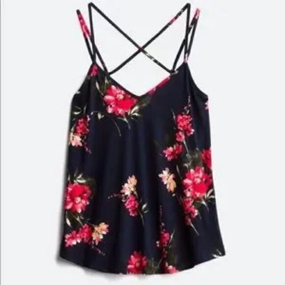 Papermoom Deep Blue Floral Lightweight Tank Top w/Strappy Back (Size: XS) - Picture 2 of 16